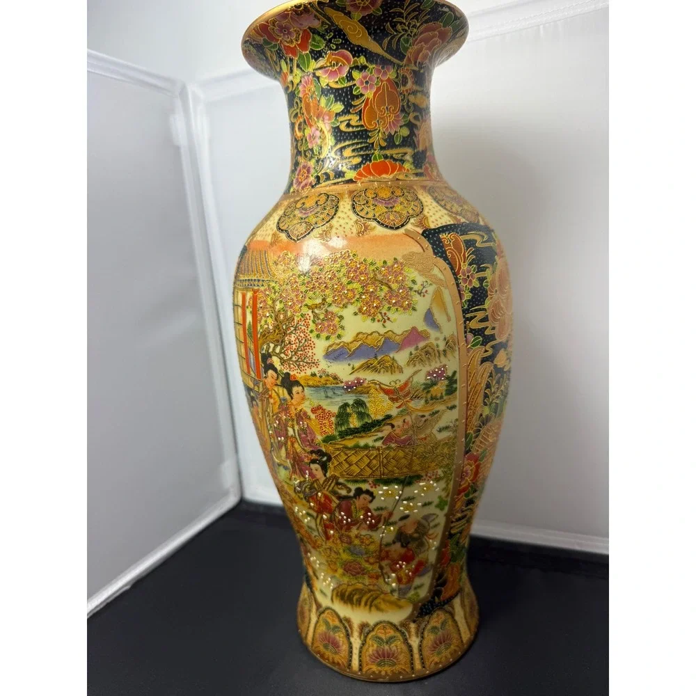 Vintage Chinese‎ Satsuma Vase decorative 14